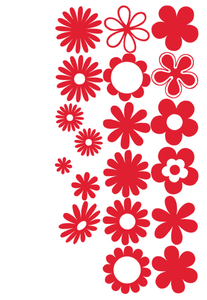 Vel Strijkletters Bloemen Polyester Ondergrond Rood - afb. 2