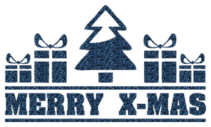 Vel Strijkletters Kerst Merry X-Mas Glitter Navy - afb. 2